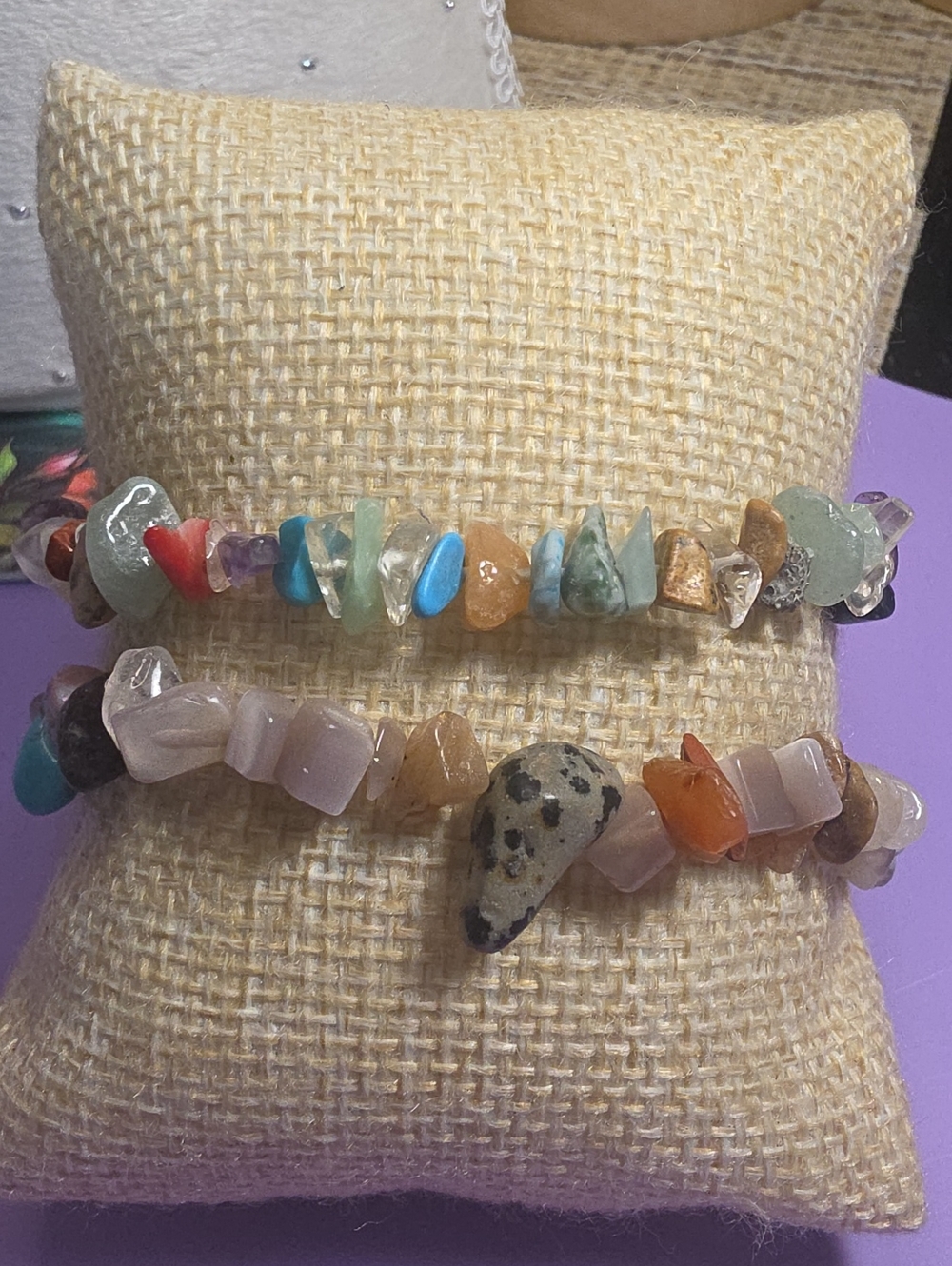 Multicolor Gemstone Chip Stretch Bracelet Set - Women Jewelry